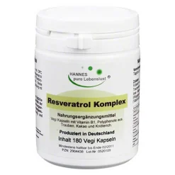 Resveratrol Komplex Vegi Kap, 180 St^Hannes pure Lebenslust Discount