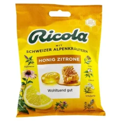 Ricola mit Zucker Beutel Echinacea Honig Zitrone Bonbons, 75 g- Husten & Halsbonbons