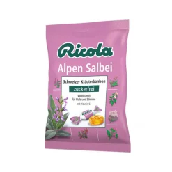 Ricola ohne Zucker Alpen Salbei Bonbons, 75 g- Zuckerfreie Bonbons|Husten & Halsbonbons