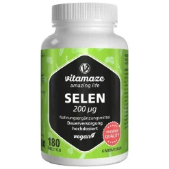 Selen 200 µg hochdosiert vegan Tabletten, 180 St^Vitamaze New