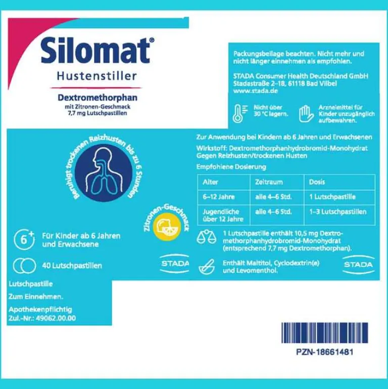 Hustenstiller DMP Zitrone Lutschpastillen, 40 St^Silomat New