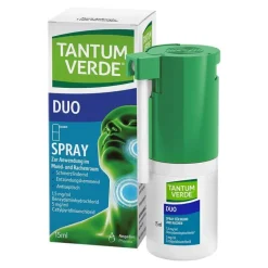 Tantum Verde duo 1,5mg / ml + 5mg / ml Spray Anw.Mundhö., 15 ml- Zahnfleischentzündung Medikamente|Halsschmerztabletten