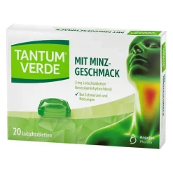 Tantum Verde mit Minzgeschmack 3 mg Lutschtabletten, 20 St- Halsschmerztabletten