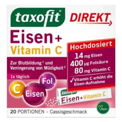 Taxofit Vitamin C (Ascorbinsäure)-Eisen + Vitamin C Direkt Granulat, 20 St