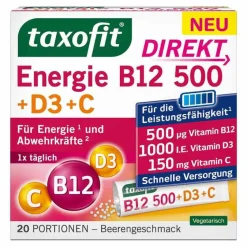 Taxofit Multivitamine-Energie B12 500 + D3 + C Direkt Granulat, 20 St