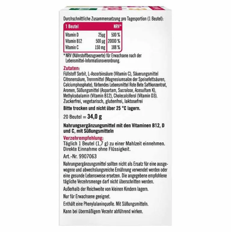 Taxofit Multivitamine-Energie B12 500 + D3 + C Direkt Granulat, 20 St