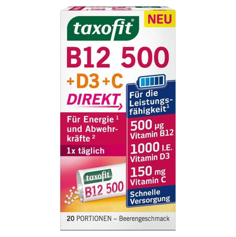 Taxofit Multivitamine-Energie B12 500 + D3 + C Direkt Granulat, 20 St