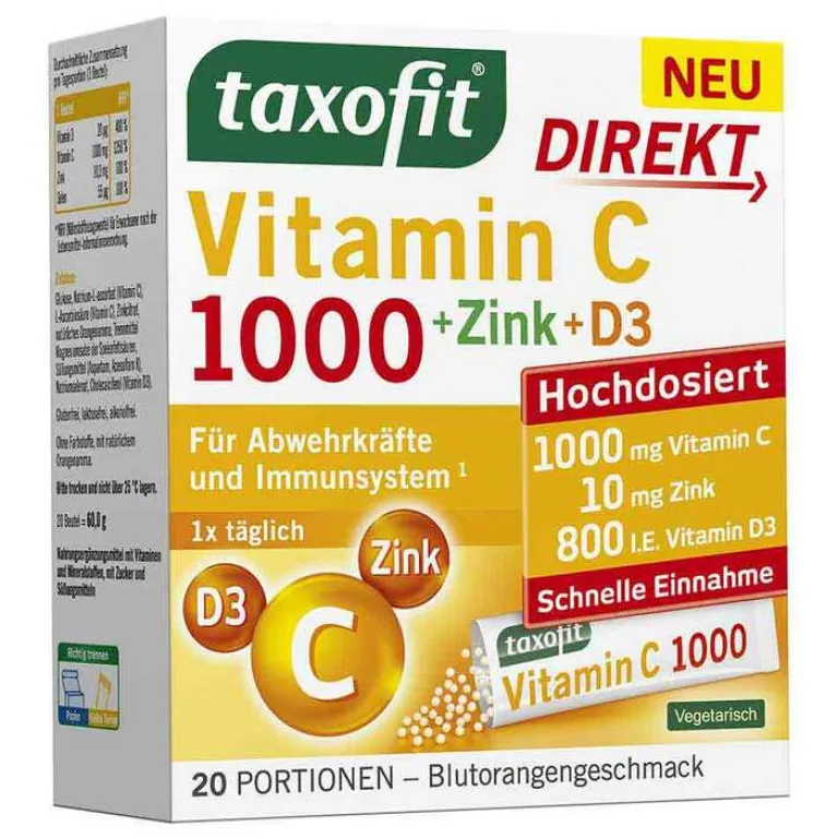Vitamin C 1000 + Zink + D3 Direkt Granulat, 20 St^Taxofit Sale