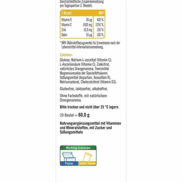 Vitamin C 1000 + Zink + D3 Direkt Granulat, 20 St^Taxofit Sale