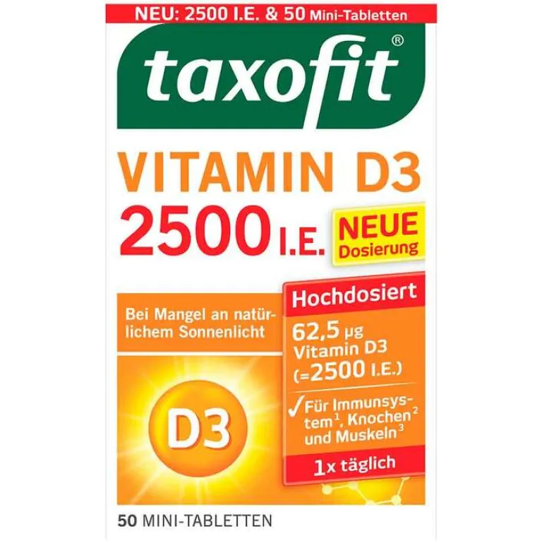Taxofit Vitamin D (Colecalciferol)-Vitamin D3 2500 I.E. Tabletten, 50 St