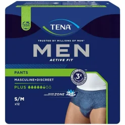 Tena ® MEN ACTIVE FIT Plus Pants blau S/M bei Inkontinenz, 12 St- Windeln & Pants