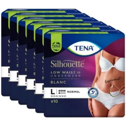 Tena Silhouette LOW WAIST BLANC Normal Pants L bei Inkontinenz, 6X10 St- Windeln & Pants