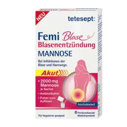 Tetesept Femi Blase Blasenentzündung Mannose Beutel , 8 St- Blasenentzündung Medikamente