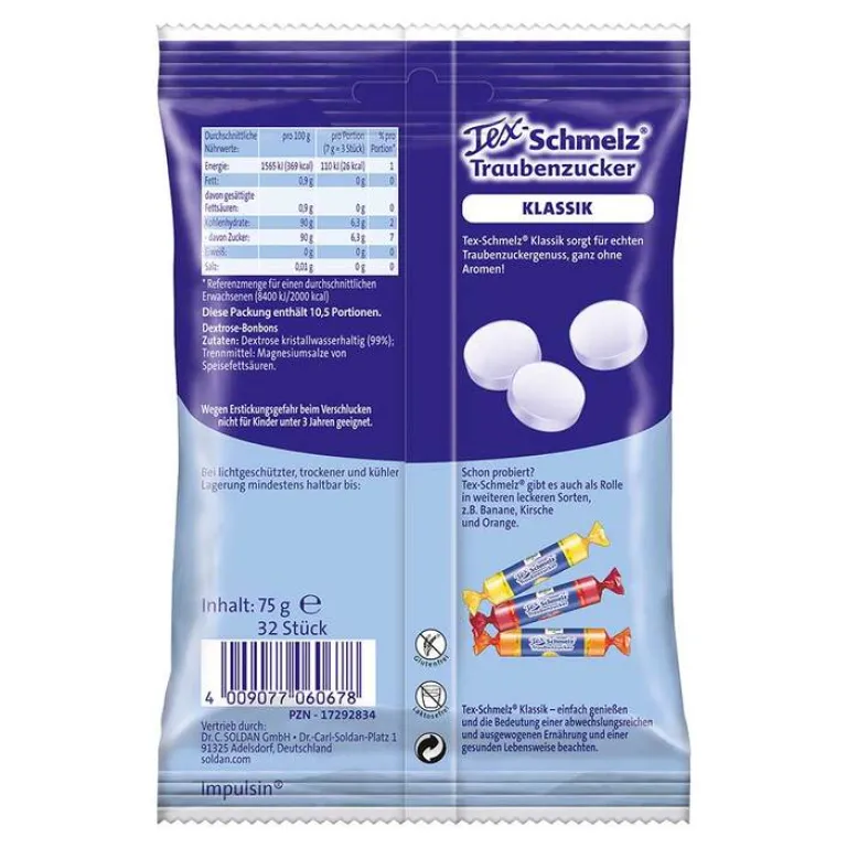 -Schmelz Klassik Traubenzucker, 75 g^Tex Discount