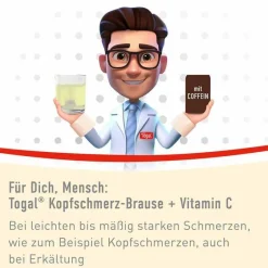 Togal Zahnschmerztabletten|Kopfschmerztabletten-® Kopfschmerz-Brause + Vitamin C, 20 St