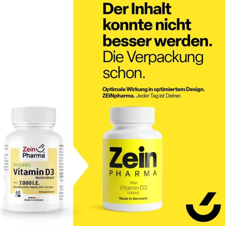 Vegane Vitamin D3 7000 I.E. Wochendepot Kapseln, 60 St^Zein Pharma