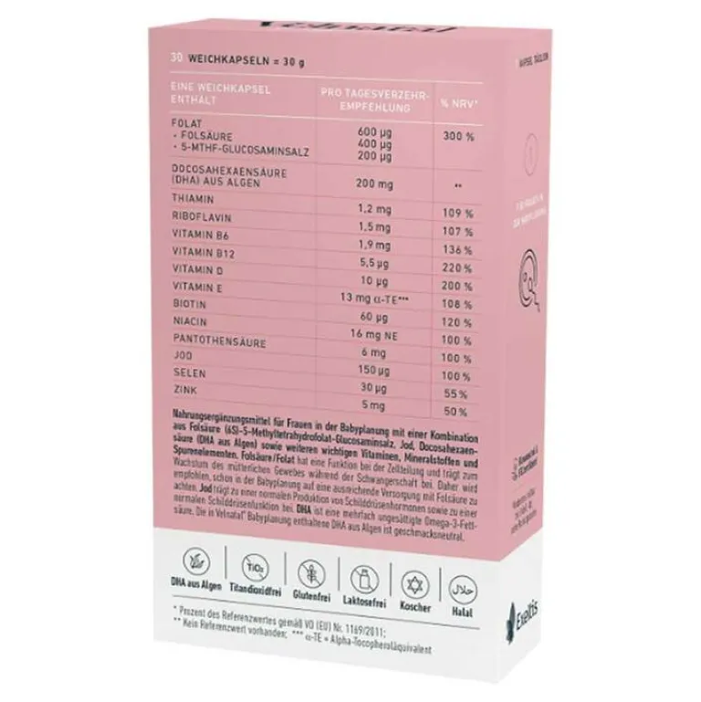Velnatal Babyplanung Weichkapseln, 30 St- Schwangerschaft