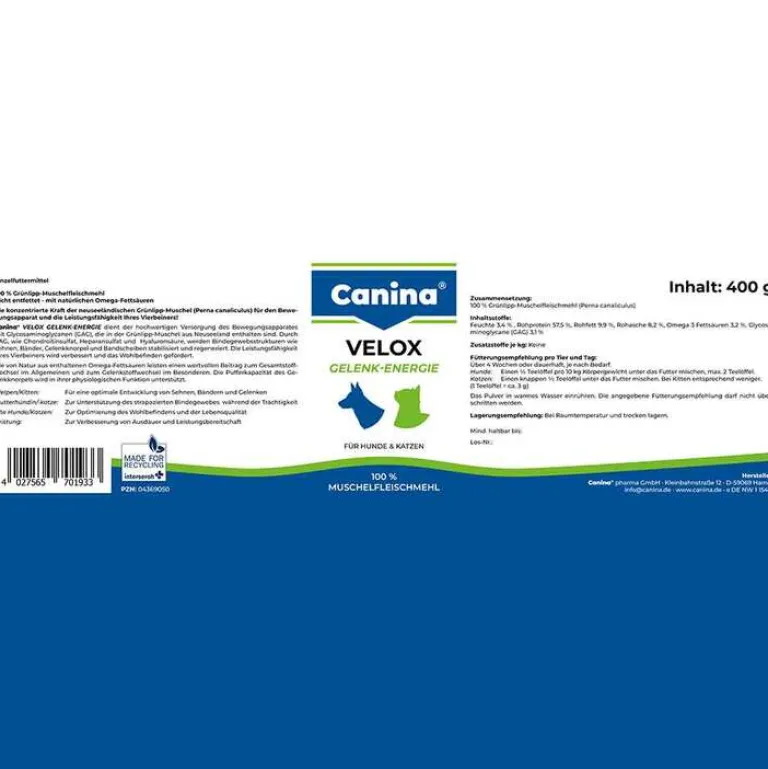 Canina Bewegungsapparat-Velox Gelenkenergie 100% für Hunde und Katzen, 400 g