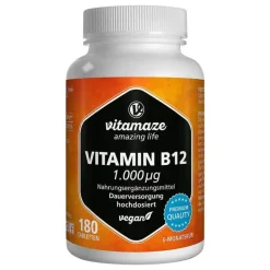 Vitamaze Vitamin B12 (Cobalamin)-Vitamin B12 1.000 µg hochdosiert vegan Tabletten, 180 St