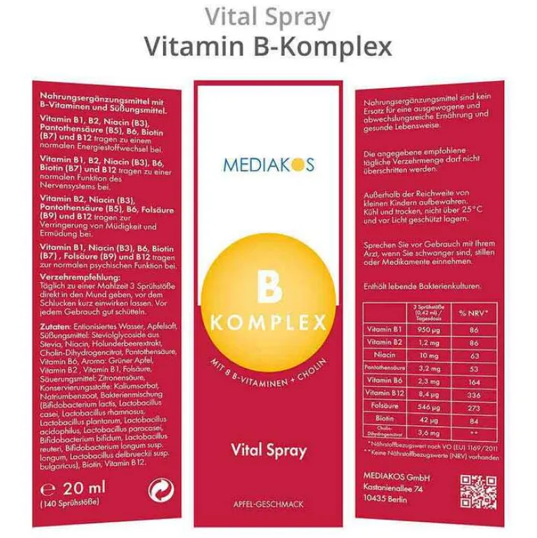 Mediakos Vitamin B Komplex Vital Spray vegan, 20 ml- Vitamin B Komplex