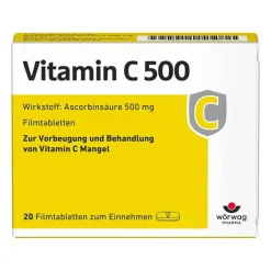 Wörwag Pharma Vitamin C 500 Filmtabletten, 20 St- Vitamin C (Ascorbinsäure)