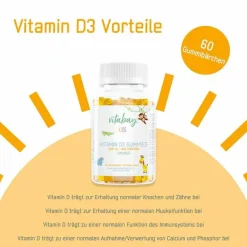 Vitabay Vitamin D (Colecalciferol)-Vitamin D3 1.000 I.E. Fruchtgummis Orange veg.Kids, 60 St