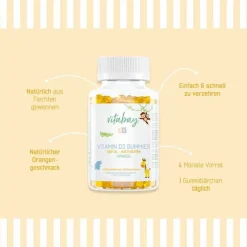 Vitabay Vitamin D (Colecalciferol)-Vitamin D3 1.000 I.E. Fruchtgummis Orange veg.Kids, 60 St