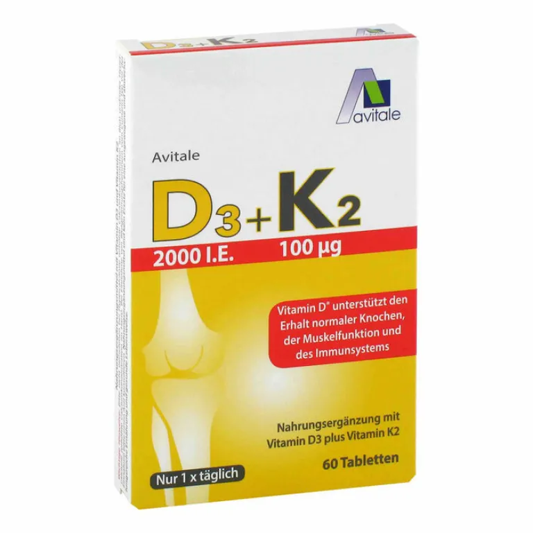 Avitale Vitamin D (Colecalciferol)-Vitamin D3 + K2 2000 I.E. Tabletten, 60 St