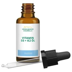 Heidelberger Chlorella Vitamin D (Colecalciferol)-Vitamin D3 + K2 Öl Tropfen zum Einnehmen, 30 ml