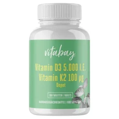 Vitabay Vitamin D (Colecalciferol)-Vitamin D3 Depot 5000 I.E. + Vitamin K2 7100 µg Tabletten , 180 St
