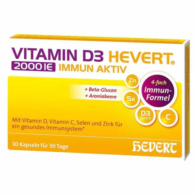 Hevert Vitamin D3 2000 IE Immun Aktiv Kapseln, 30 St- Vitamin D (Colecalciferol)|Immunsystem