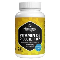 Vitamaze Vitamin D3 K2 2000 I.E. / 100 µg hochdosiert Tabletten , 240 St- Vitamin K|Vitamin D (Colecalciferol)