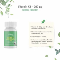 Vitamin K2 200 µg MK-7 vegan hochdosiert Tabletten, 90 St^Vitabay Best