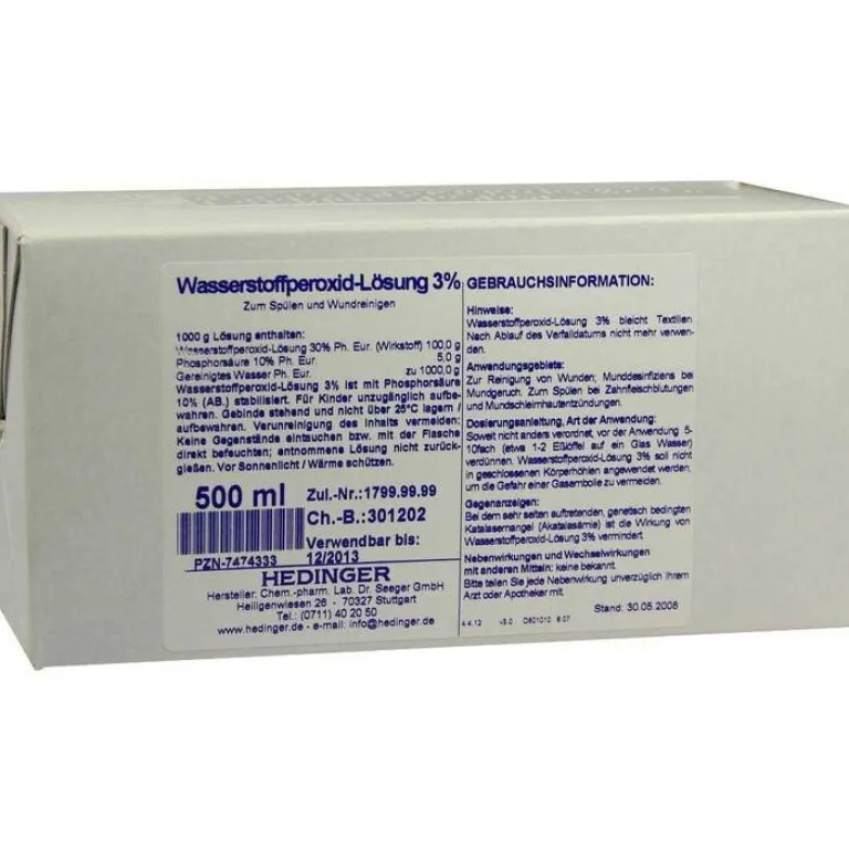 Hedinger Mundpflege|Mundspüllösung-Wasserstoffperoxid-Lösung 3% Standardzulassung, 500 ml