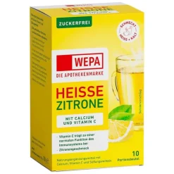 heiße Zitrone + Vitamin C + Calcium zuckerfrei Pulver, 10X10 g^Wepa Best