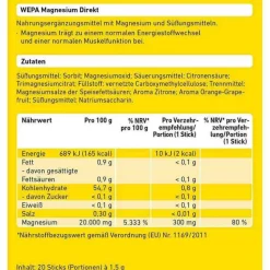 Wepa Magnesium-Magnesium Direkt Sticks, 20 St