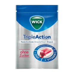 Wick Husten & Halsbonbons-Tripleaction Menthol & Cassis Bonbons ohne Zucker, 72 g