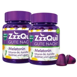 Wick Zzzquil Melatonin Tabletten-Gute Nacht Weichgummis, 2x60 St