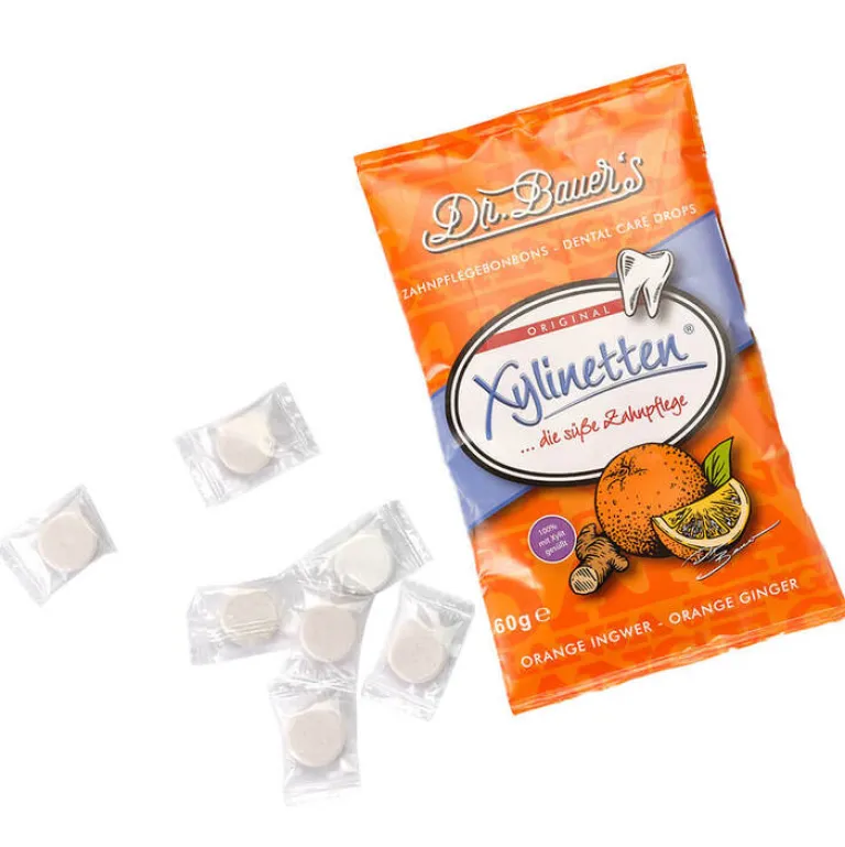 Xylinetten Orange Ingwer Bonbons, 60 g- Mundpflege|Zuckerfreie Bonbons
