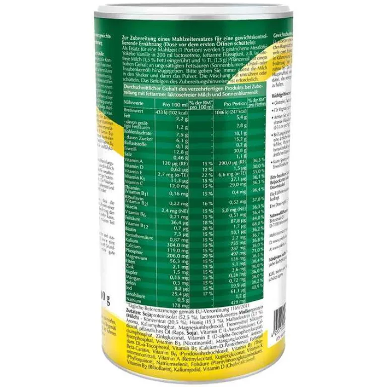 Yokebe Eiweißdrink|Diätpulver-Vanille lactosefrei NF2 Pulver, 500 g