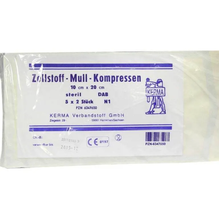 Kerma Zellstoff Mullkompressen 10c, 5X2 St- Sterile Kompressen