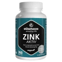 Vitamaze Zink Aktiv 25 mg hochdosiert vegan Tabletten, 360 St- Zink|Mikronährstoffe