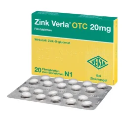 Verla Zink ® OTC 20 mg Filmtabletten, 20 St- Zink|Abwehrsteigerung