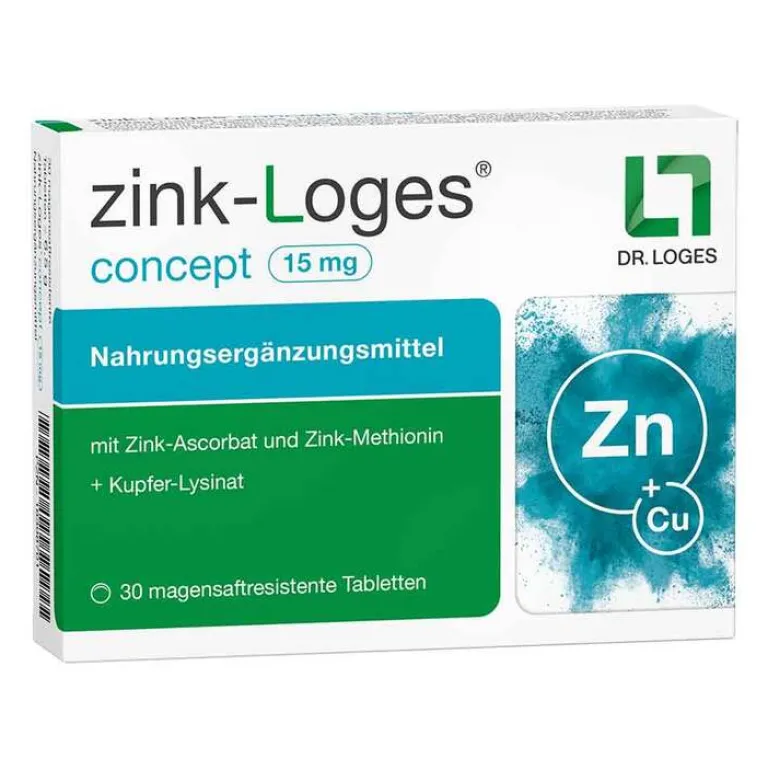 Zink-Loges concept 15 mg magensaftresistent Tabletten, 30 St^Dr. Loges Discount