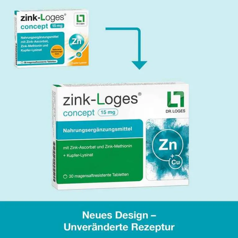 Zink-Loges concept 15 mg magensaftresistent Tabletten, 30 St^Dr. Loges Discount