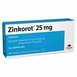 ® 25 mg hochdosierte Zink Tabletten, 20 St^Zinkorot Best