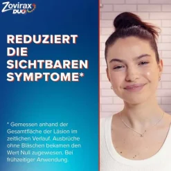Zovirax Lippenherpes-® DUO Creme bei Lippenherpes. 5 % Aciclovir, 1 % Hydrocortison, 2 g